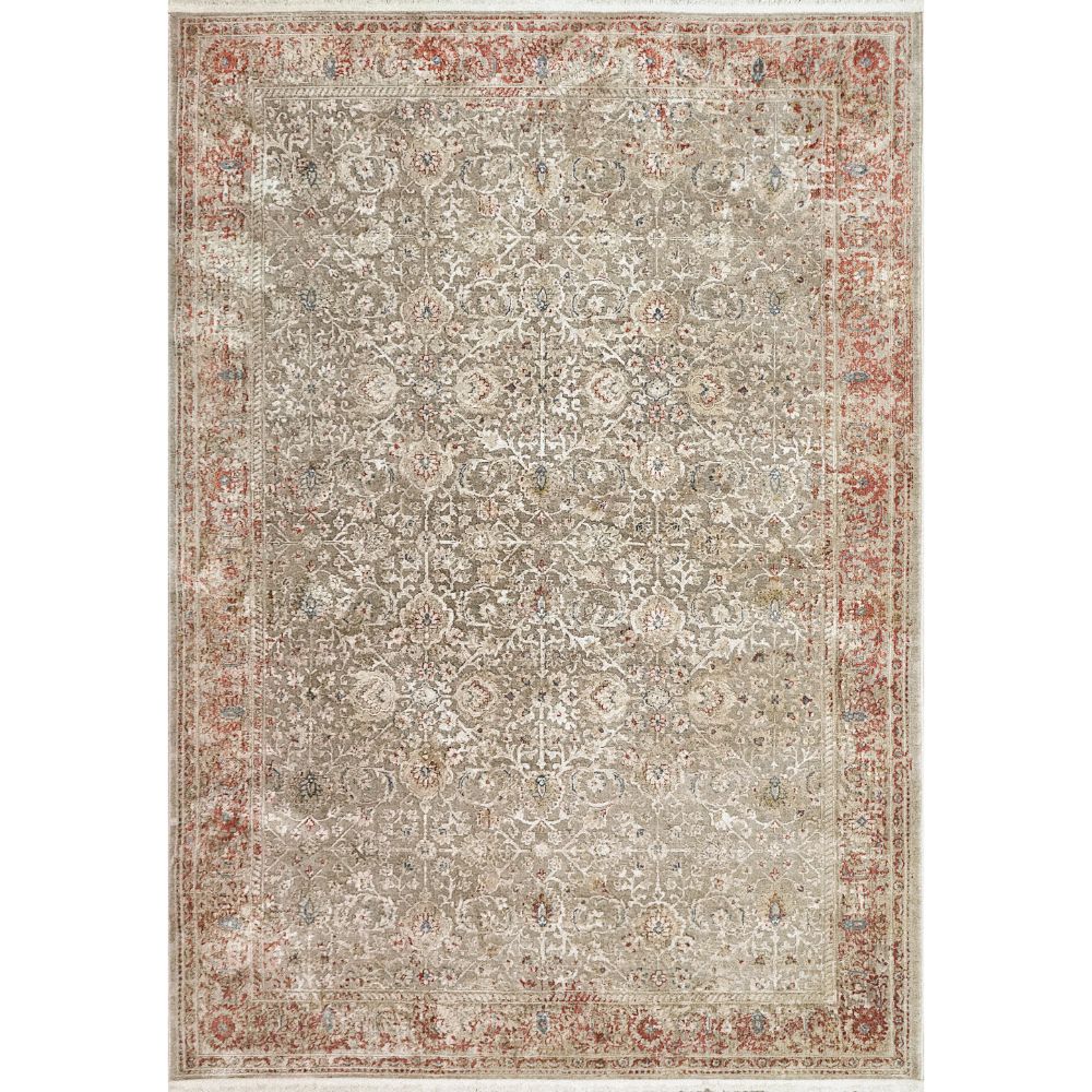 Dynamic Rugs 3981-813 Ella 2.2 Ft. X 7.7 Ft. Finished Runner Rug in Taupe/Ivory/Red